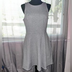 White House Black Market Grey Round Neck Sleeveless Fit & Flare Mini Dress Sz 12